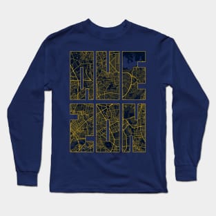 Quezon, Philippines City Map Typography - Gold Art Deco Long Sleeve T-Shirt